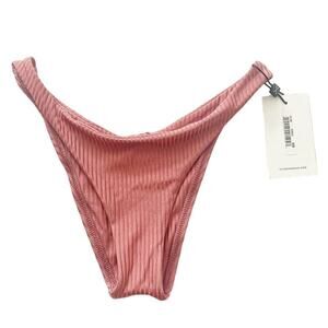 NWT-California High Leg Blush Pink SuperRib Bikini Bottom